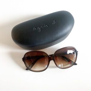 Agnes B Brown Sunglasses with Side Bow Accents